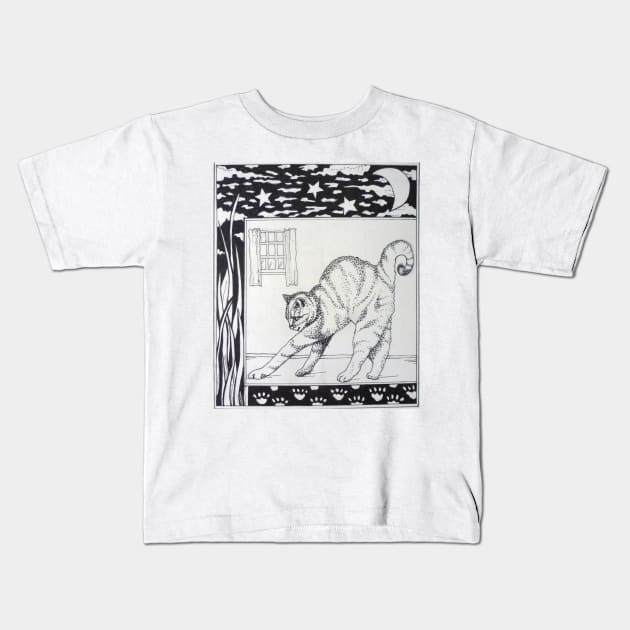 If Aubrey Beardsley had a cat.... Kids T-Shirt by kathyarchbold